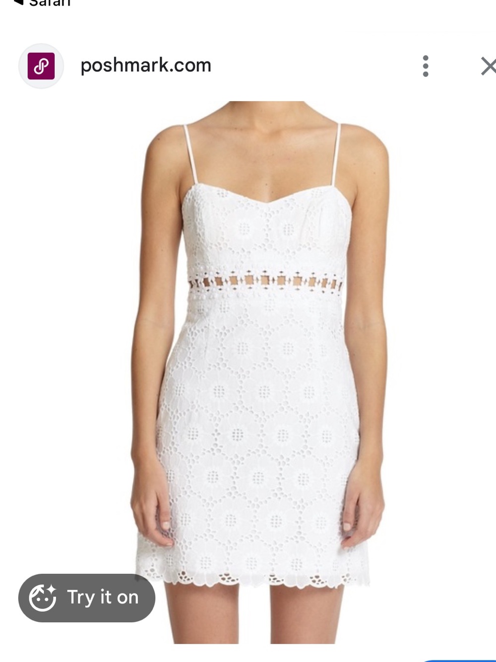 Lilly Pulitzer White Lace Eyelet Mini Dress with Spaghetti Straps